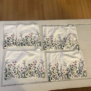 Four Floral Print Linen Placemats
